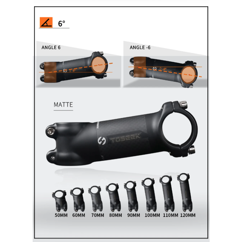 TOSEEK MTB Handlebar Stem 28.6mm Adjustable Angle Lightweight Aluminum Carbon for Cycling Enthusiasts