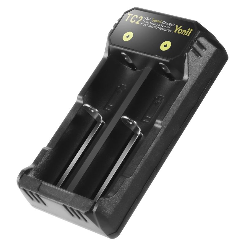 TC2 USB Type-C Charger Fast 4.2V Charging for 18650 21700 Li-ion Batteries Dual Ports for Outdoor Gear