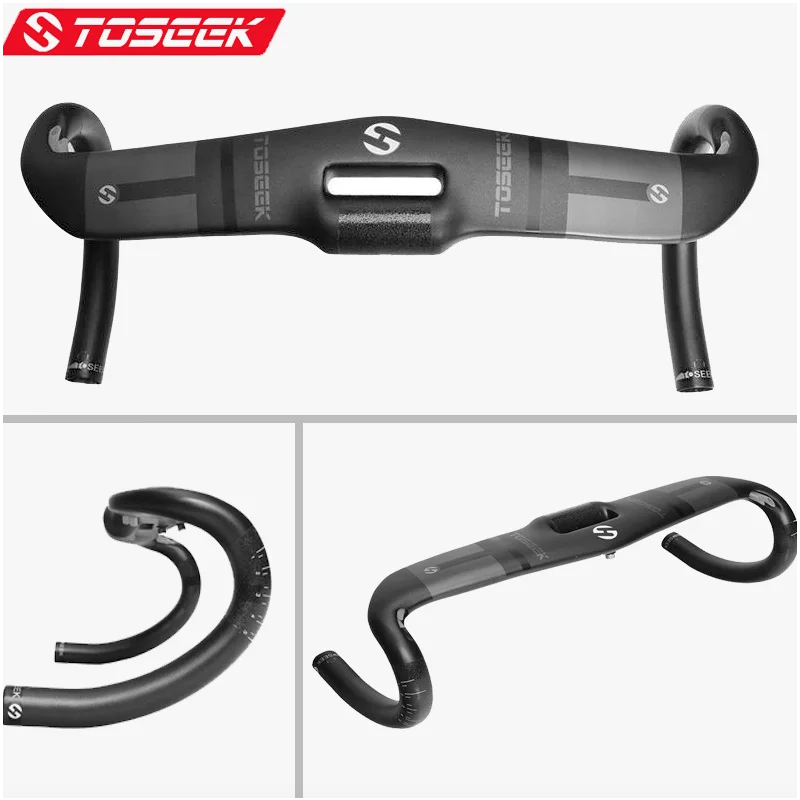 TOSEEK Full Carbon Handlebar 31.8mm Lightweight Aerodynamic Road Handlebar with Customizable Lengths
