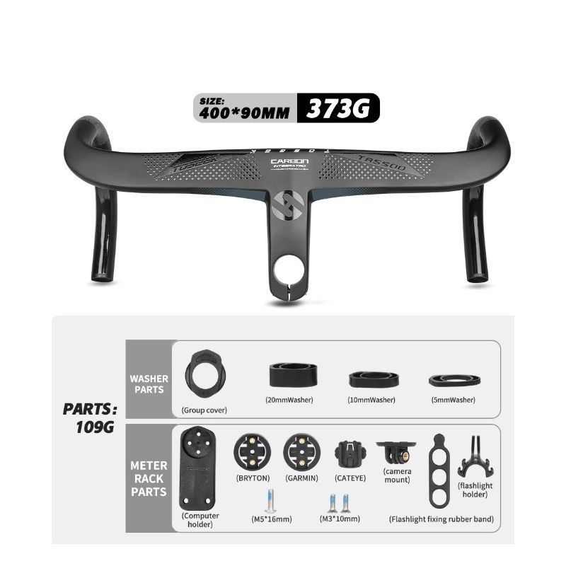 TOSEEK TR5500 Road Bike Handlebar Lightweight Full Carbon Fiber Stem Aerodynamic Design Matte Black Finish