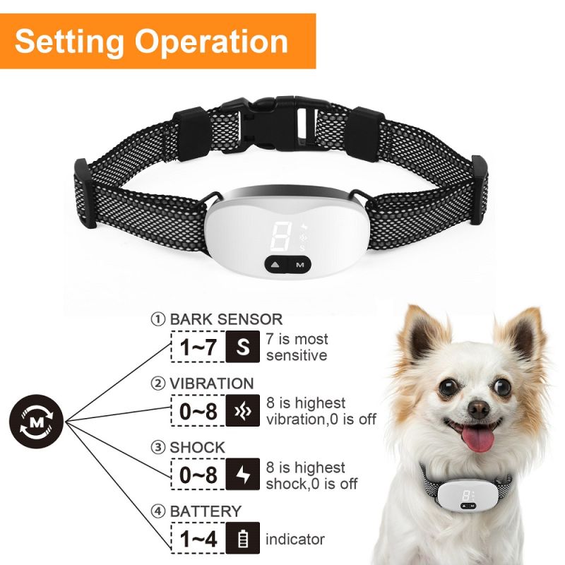 Automatic Anti Barking Dog Collar Rechargeable Effective Dog Training Collar Waterproof Dual Training Modes