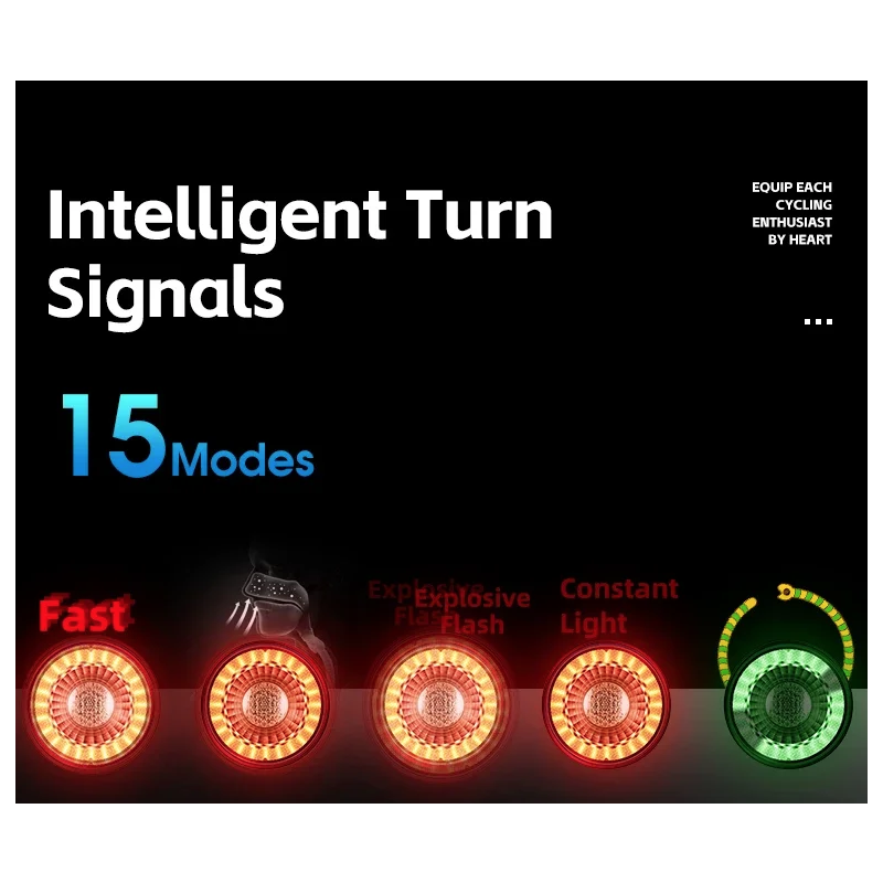 Versatile Bicycle Rear Light Smart Brake Sensor Wireless Remote Control Colorful Flash Rechargeable Light