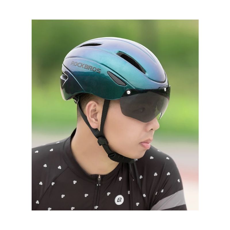 ROCKBROS Bicycle Helmet Ultralight Design with Integrated LED Light Magnetic Goggles Comfortable and Safe