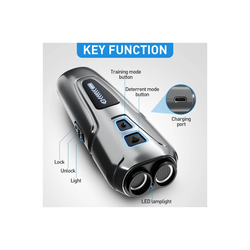 Ultrasonic Dog Repeller with LED Flashlight Portable Anti Barking Solution Humane Dog Training Device