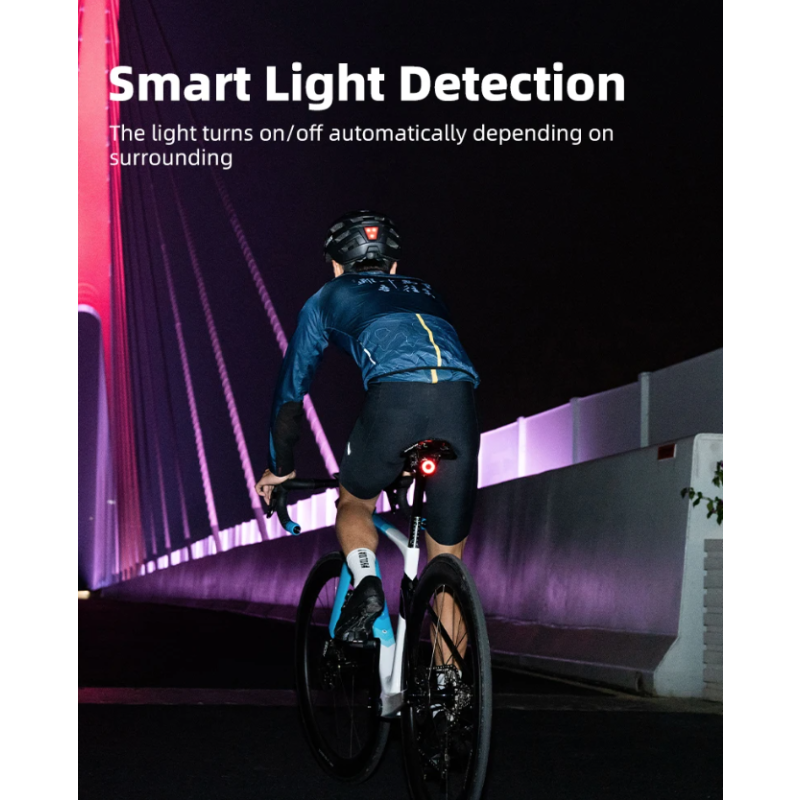 XOSS XR Pro Smart Rear Light Bicycle Safety with Automatic Brake Detection USB Charging Waterproof Design