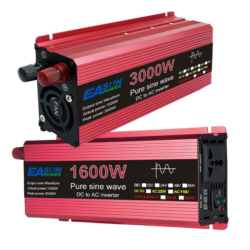 Pure Sine Wave Inverter 3000W 2200W 1600W 1000W Durable Aluminum-Magnesium Design High Efficiency Camping Power
