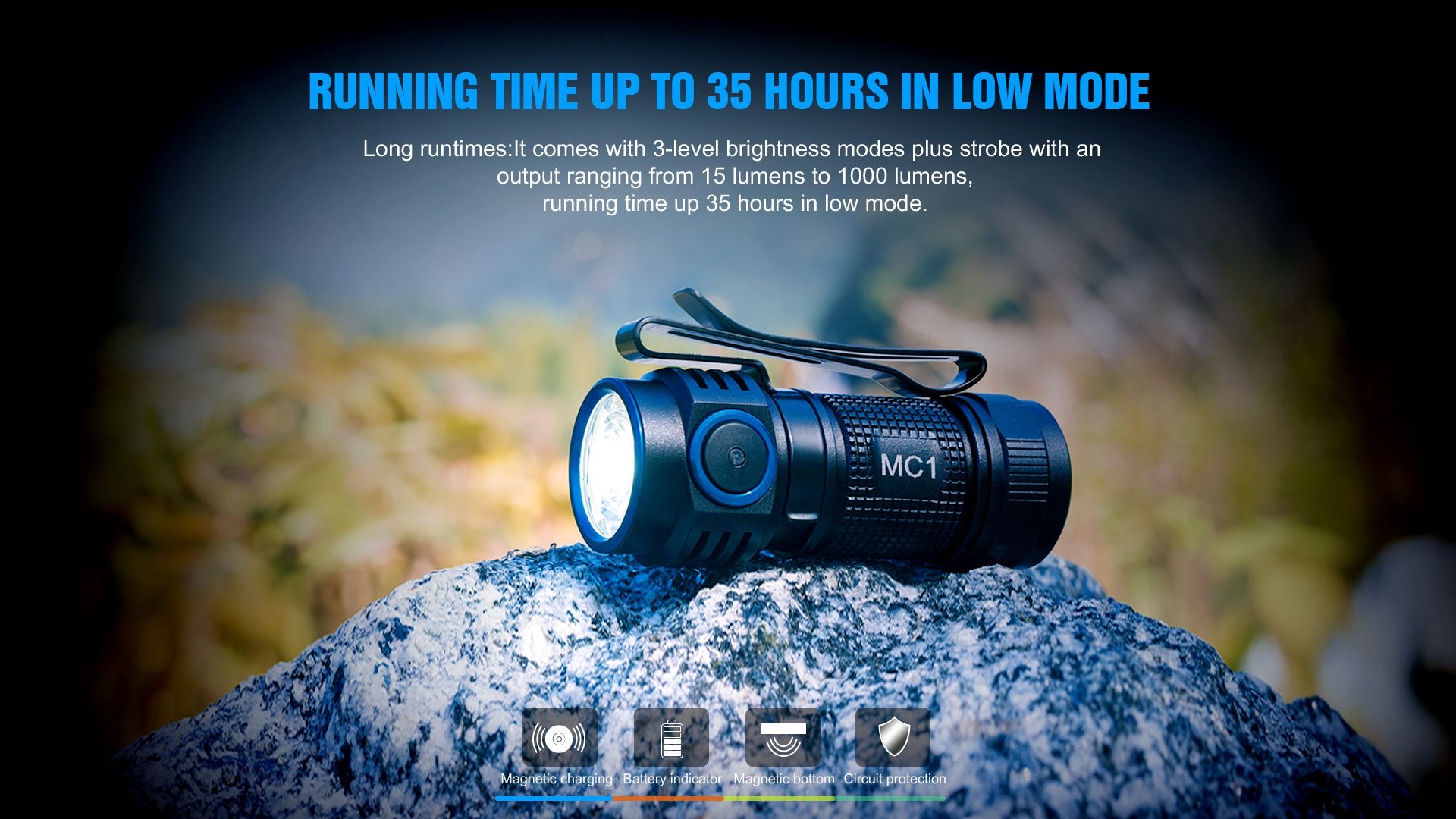 TrustFire MC1 Baton XP-L HI 1000 Lumens Rechargeable Mini EDC Flashlight with Magnetic Charging Ultra-Lightweight
