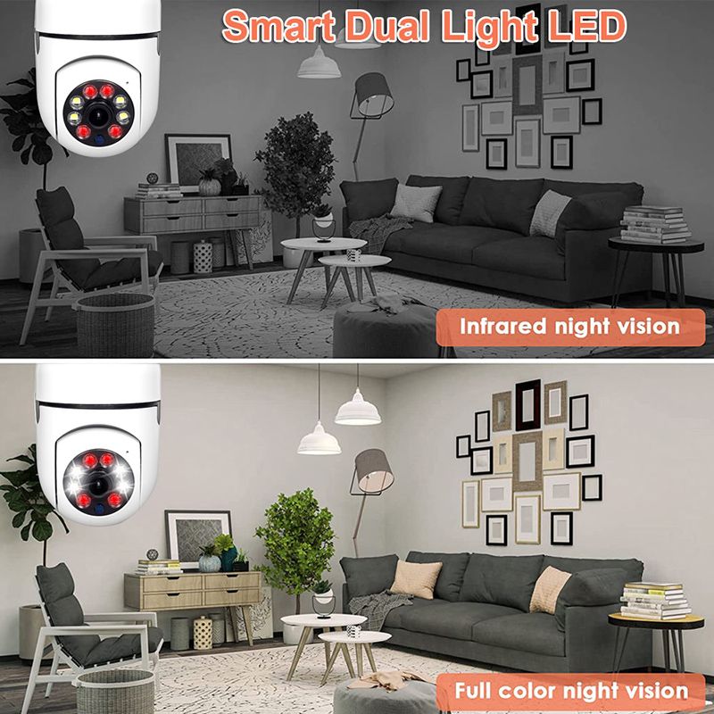 5G Wifi E27 Bulb Surveillance Camera Smart Home Night Vision Dual Band Connectivity Motion Detection