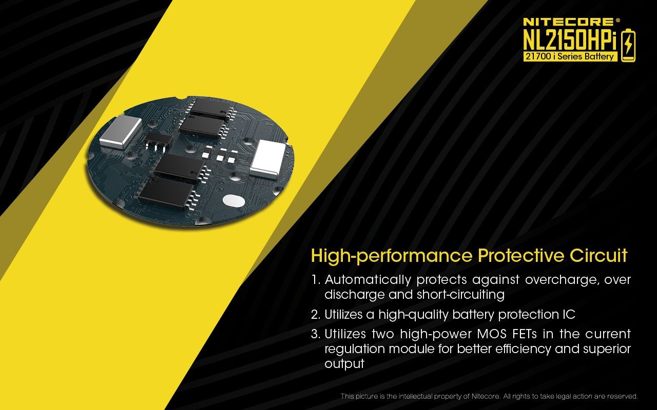 NITECORE NL2150HPi 5000mAh 21700 Li-ion Rechargeable Battery High Performance for Flashlight and Vape