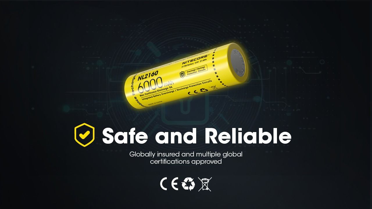 NITECORE NL2160 6000mAh 21700 Li-ion Rechargeable Battery 
