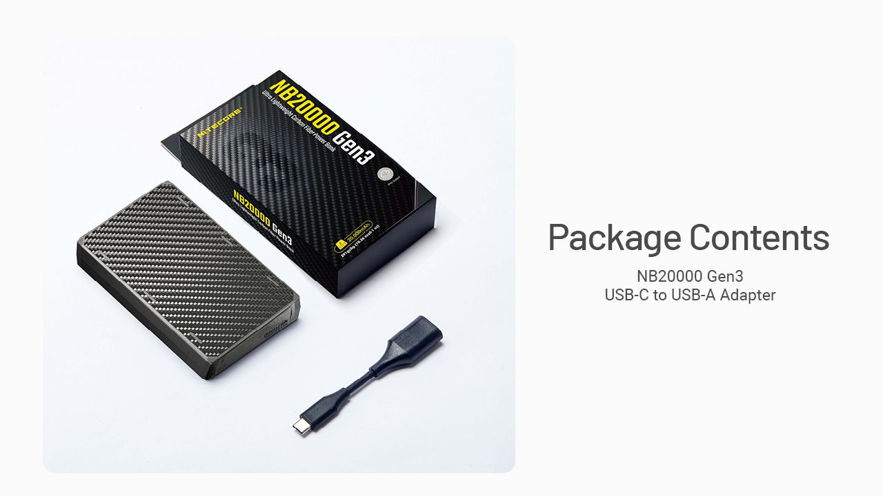 Nitecore NB20000 Gen3 QC Dual Port USB-C Power Bank 20000mAh Compact Lightweight Travel Companion