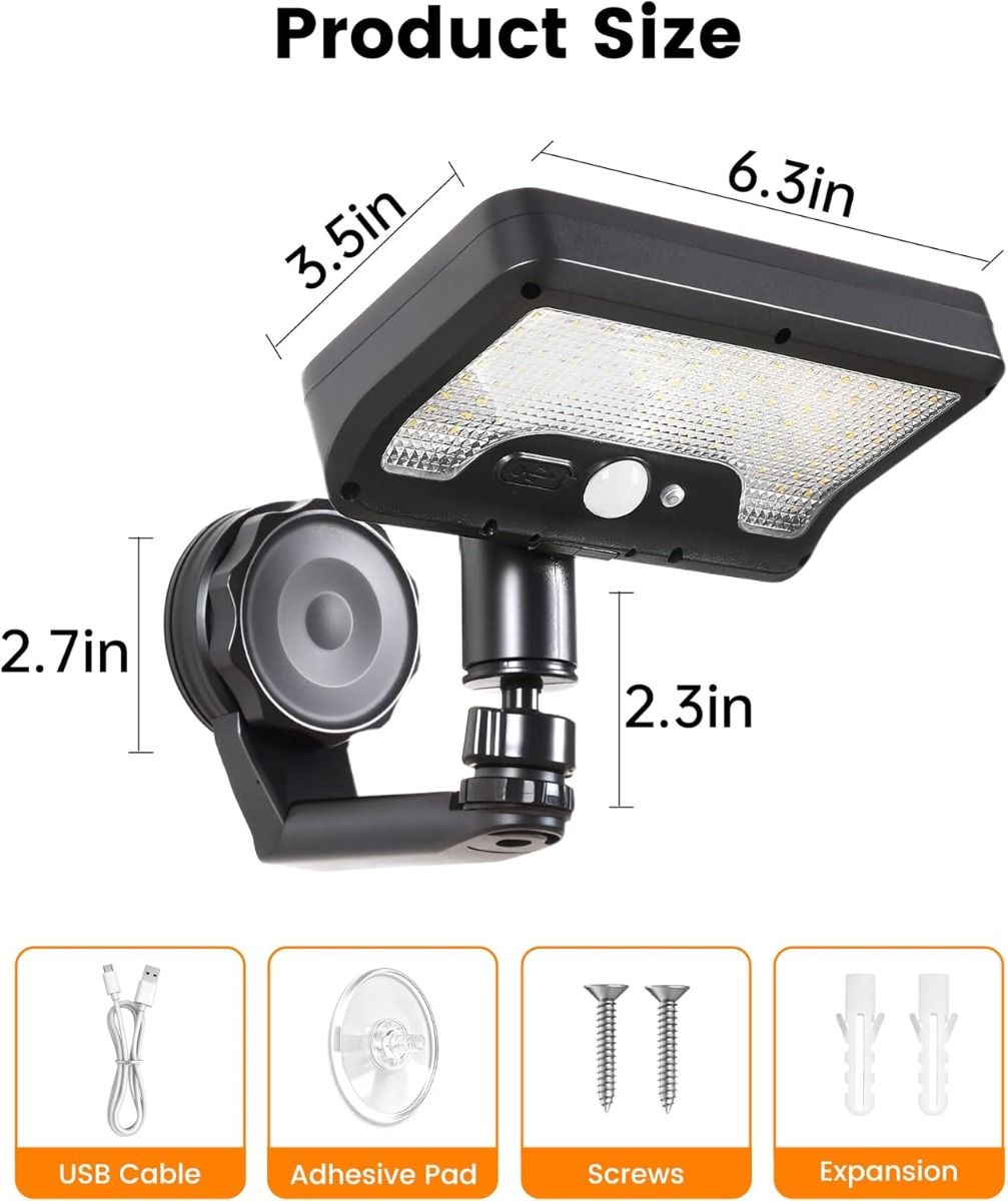 Garden light,Magnetic Solar Lights Outdoor,RV Exterior Lights with Motion Sensor, 92LED 600LM Solar Security Lights IP65 Waterproof (2Pack)