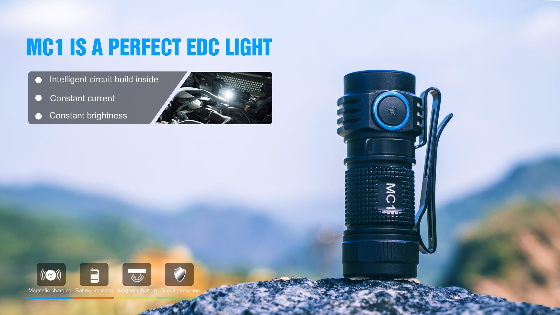 TrustFire MC1 Baton XP-L HI 1000 Lumens Rechargeable Mini EDC Flashlight with Magnetic Charging Ultra-Lightweight