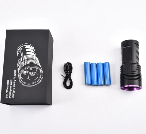 365nm UV Flashlight 120W USB-C Rechargeable Black Light for Pet Urine Detection, Resin Curing, Scorpion, Fishing, Minerals, Cure Glue with UV Protective Glasses, 4PCS Battery
