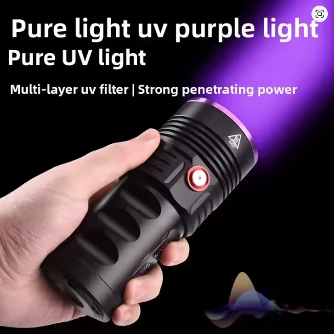 365nm UV Flashlight 120W USB-C Rechargeable Black Light for Pet Urine Detection, Resin Curing, Scorpion, Fishing, Minerals, Cure Glue with UV Protective Glasses, 4PCS Battery