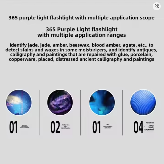 365nm UV Flashlight 120W USB-C Rechargeable Black Light for Pet Urine Detection, Resin Curing, Scorpion, Fishing, Minerals, Cure Glue with UV Protective Glasses, 4PCS Battery