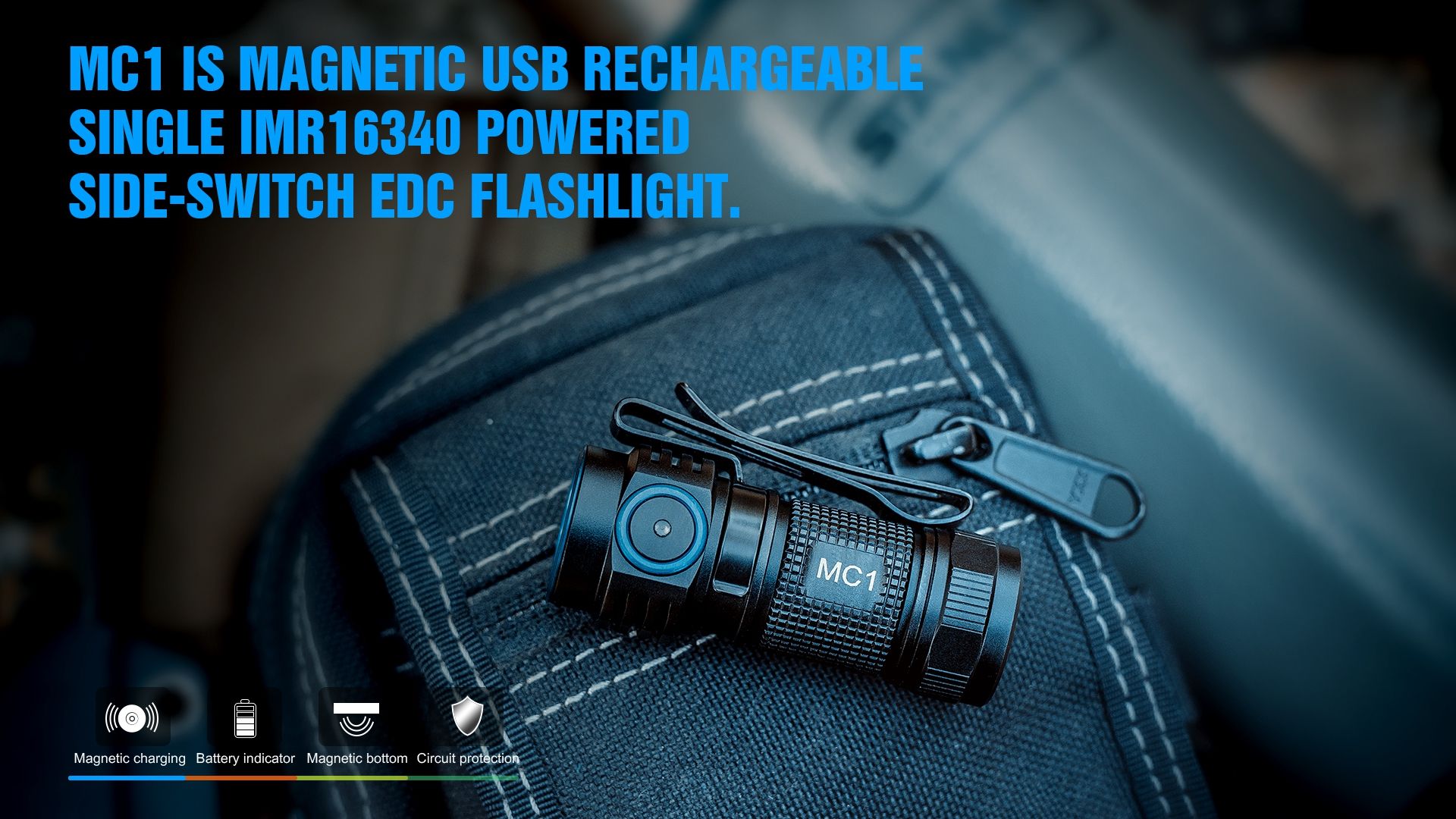 TrustFire MC1 Baton XP-L HI 1000 Lumens Rechargeable Mini EDC Flashlight with Magnetic Charging Ultra-Lightweight