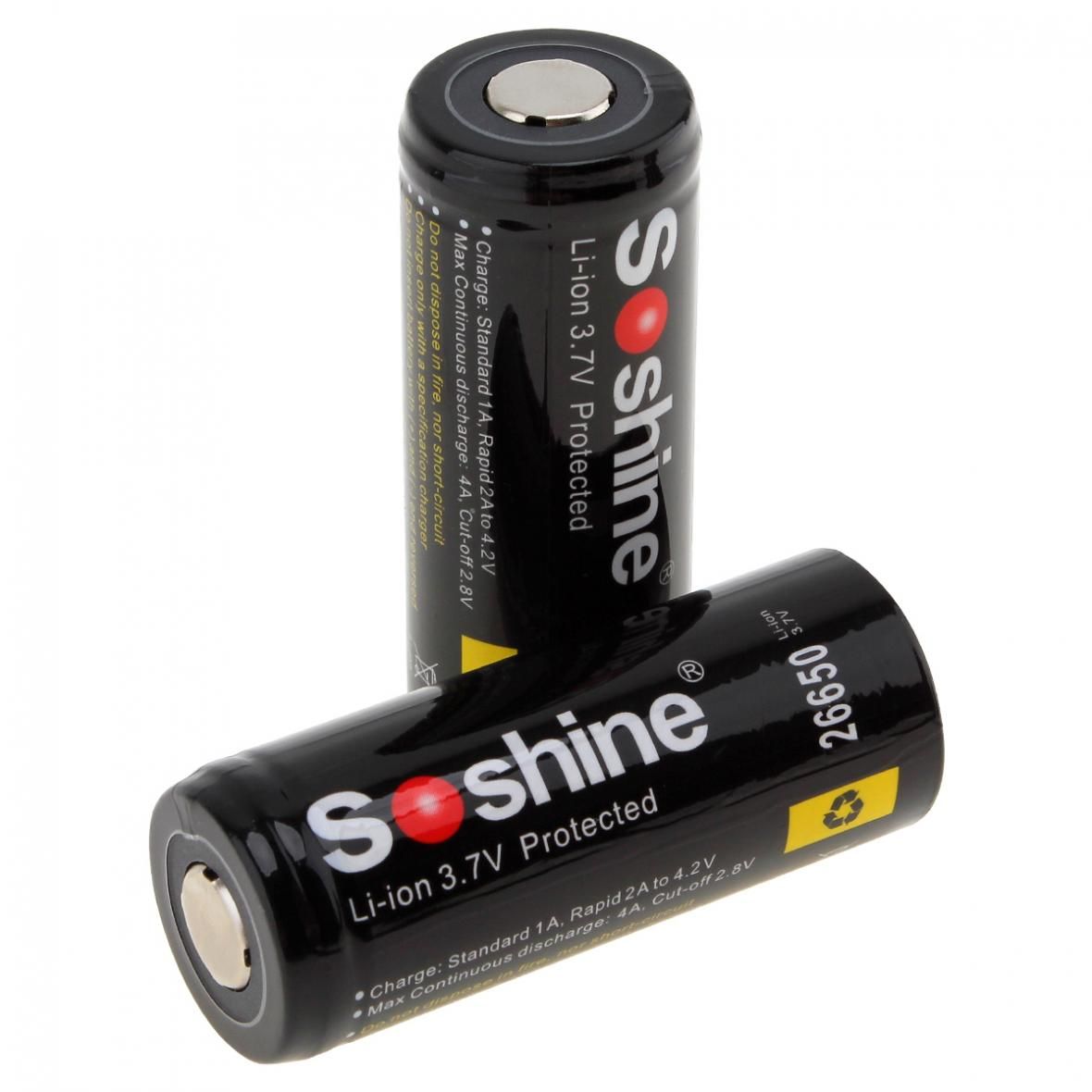 Soshine 26650 5500mAh Li-ion Rechargeable Batteries 2 Pack for Flashlights Power Tools Long-lasting Use