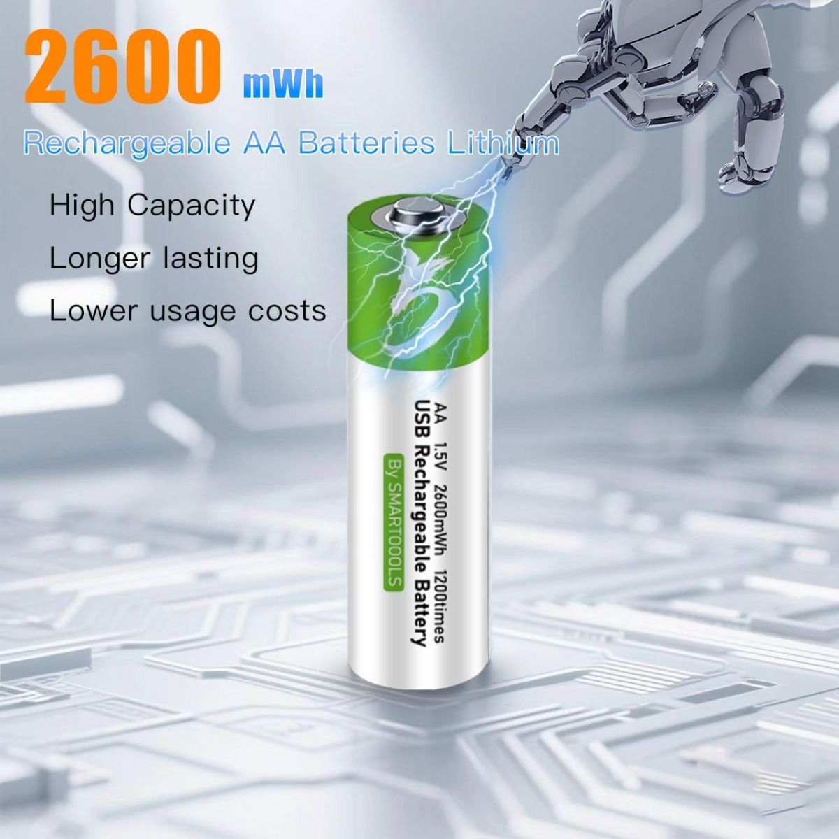 4pcs AA Battery AA Batteries, USB/Type-C AA Rechargeable Battery