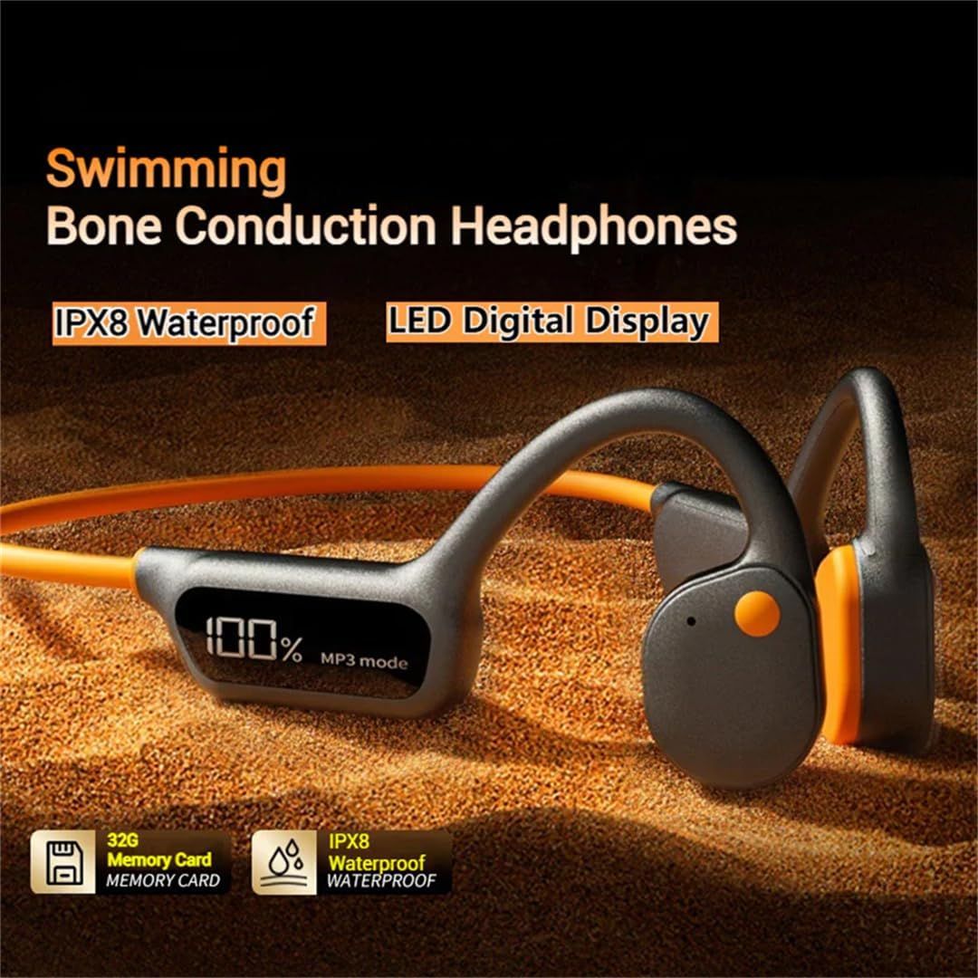 Bone Conduction Earphones IPX8 Waterproof Headset for Swimming