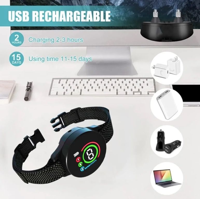 Smart Automatic Anti Barking Dog Collar Rechargeable Design with Intelligent Bark Recognition Humane Solution