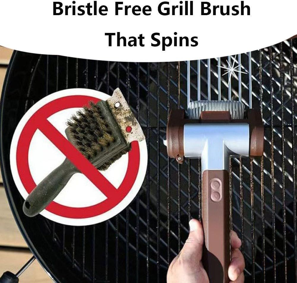 Rechargeable Barbecue Grill Cleaner , Rechargeable BBQ Tool with 350 RPM Stainless Roller Cordless Electric Grill Brush