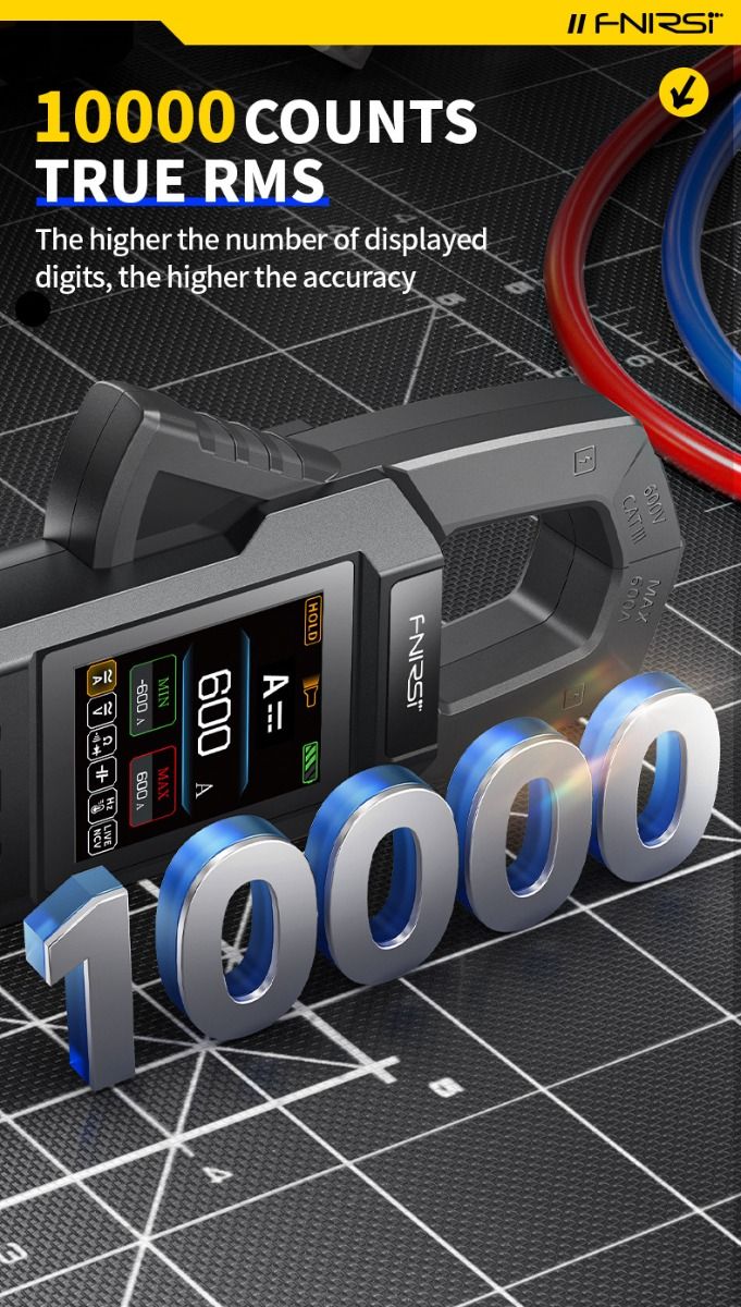 FNIRSI DMC-100 Clamp on Multimeter Fully Automatic Intelligent High Precision Clamp on Meter Ammeter Universal Meter, Measures NCV, AC/DC Voltage Current, Continuity Capacitance Diode Resistance, Temperature