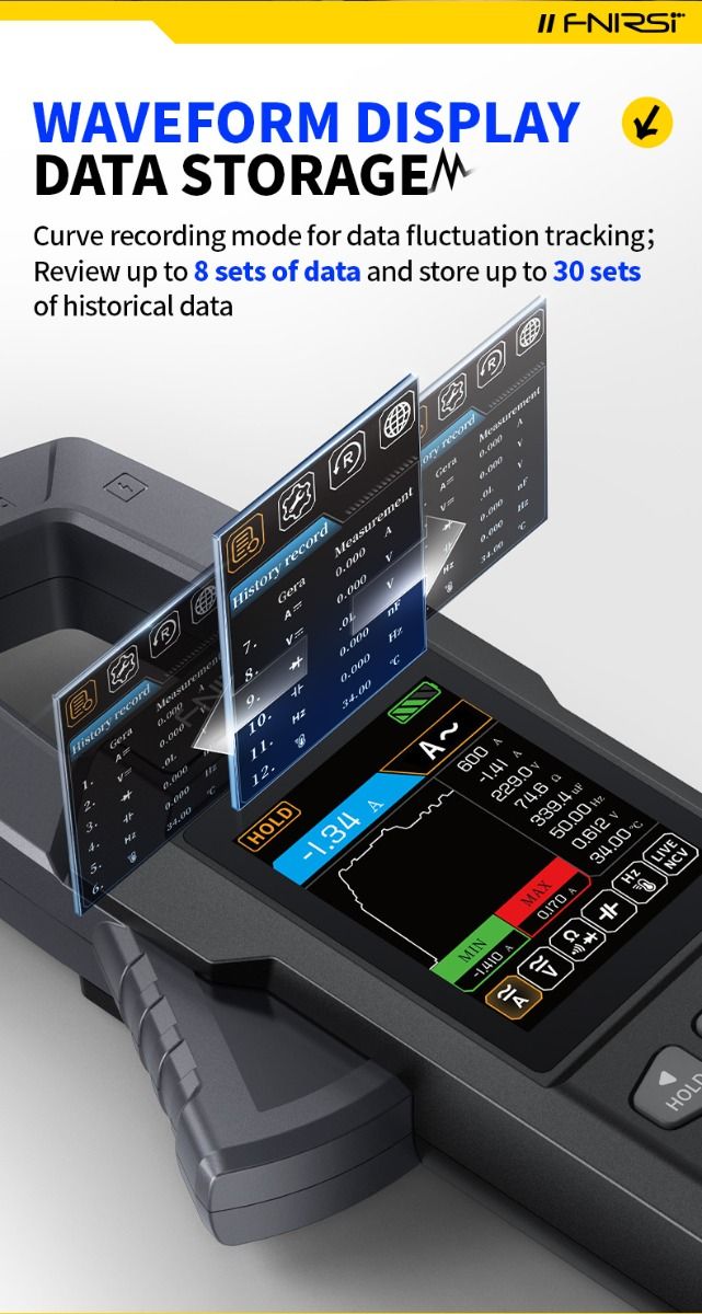 FNIRSI DMC-100 Clamp on Multimeter Fully Automatic Intelligent High Precision Clamp on Meter Ammeter Universal Meter, Measures NCV, AC/DC Voltage Current, Continuity Capacitance Diode Resistance, Temperature