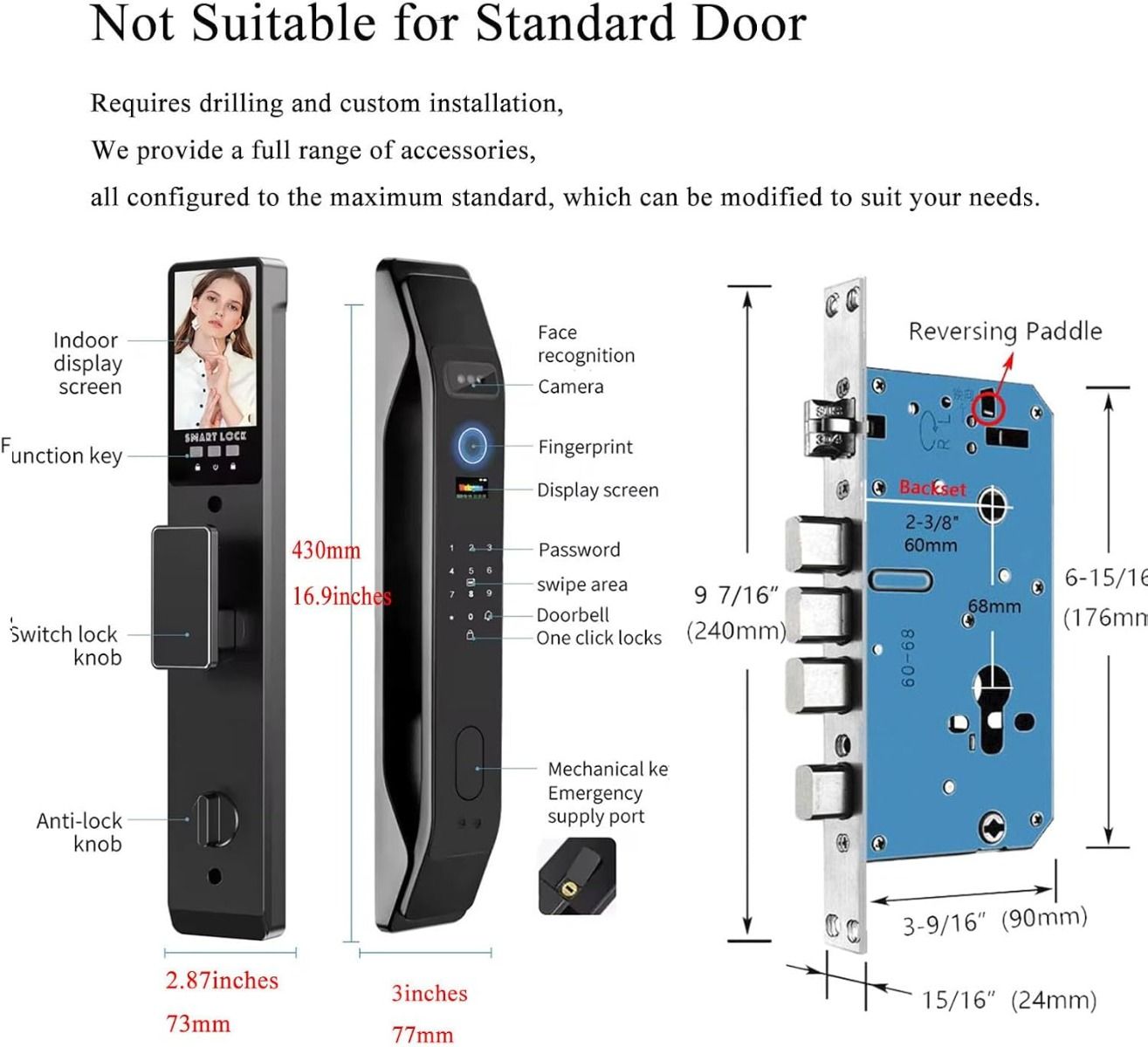 3D Face Recognition Unlock Digital Door Lock With Camera FIngerprint Password Unlock Keyless Electronic Door Lock