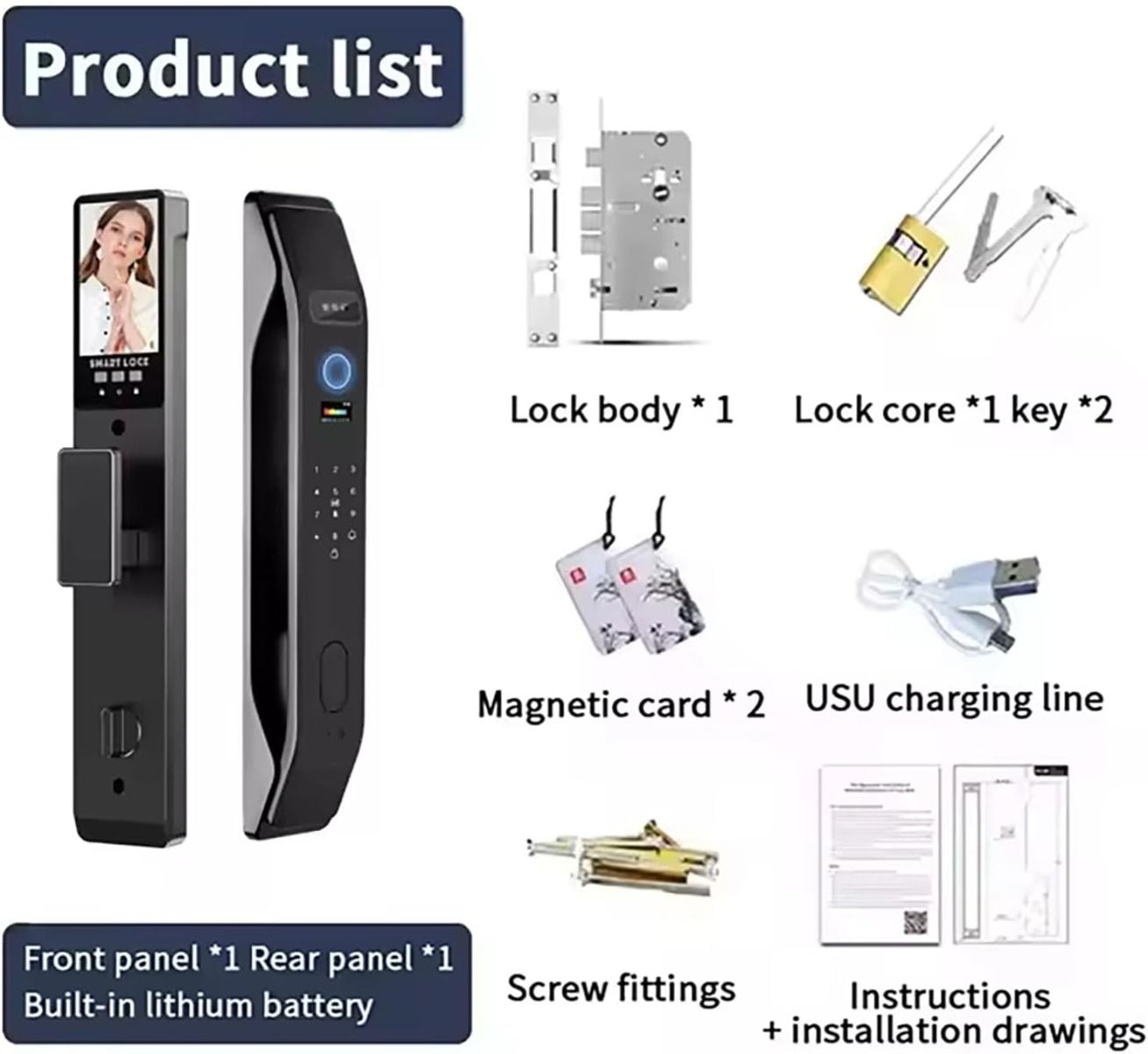 3D Face Recognition Unlock Digital Door Lock With Camera FIngerprint Password Unlock Keyless Electronic Door Lock