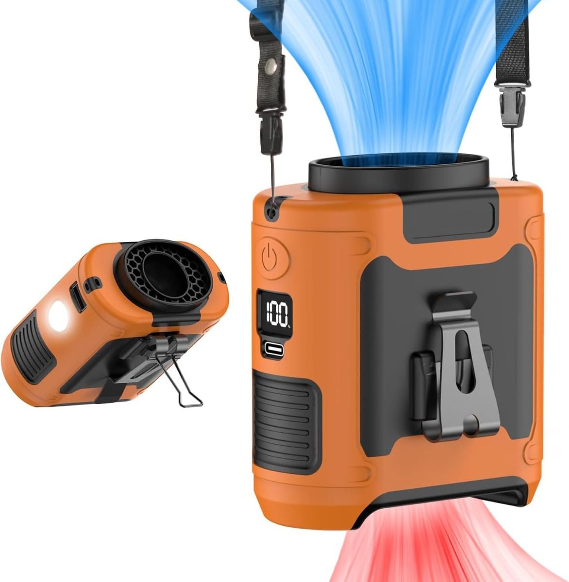 Rechargeable Portable Waist Fan with Clip-On Belt