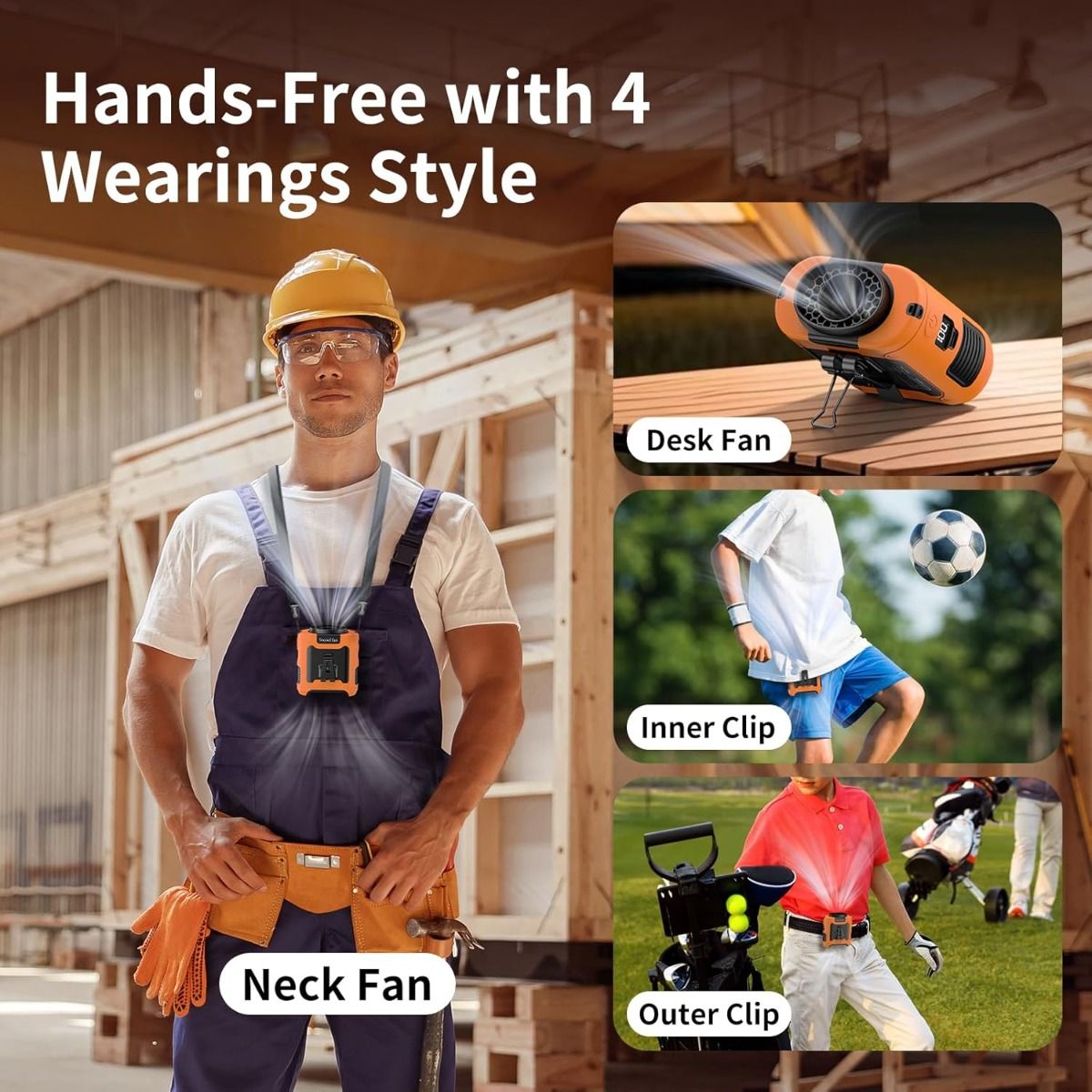 Rechargeable Portable Waist Fan with Clip-On Belt