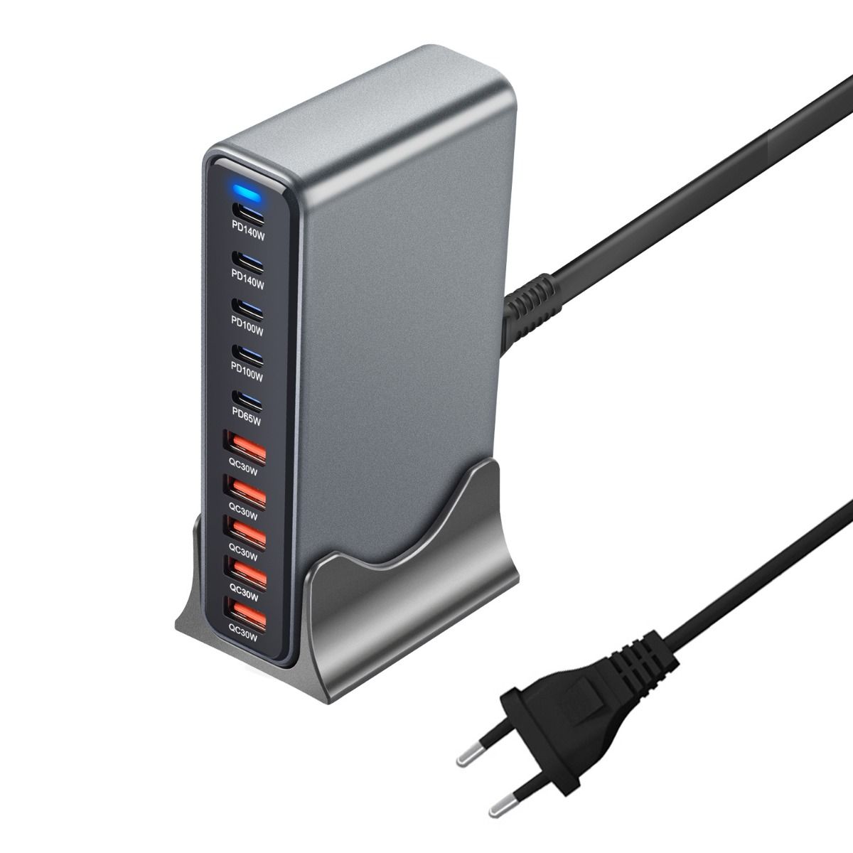 800W USB C Fast Charger Block, 10 Port USB Charging Station, GaN Ⅲ Pro Dual 140W PD PPS Port Charger Compatible