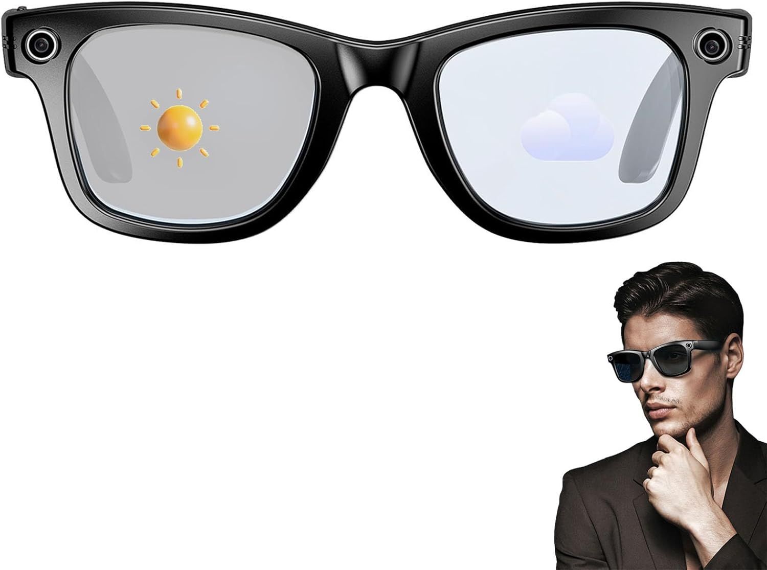 AI Smart Translation Glasses, Smart Glasses with Camera and Bluetooth, AI Glasses for Calls & Musi,UV Protection,Anti-Blue Light Glasses Everyday Wear