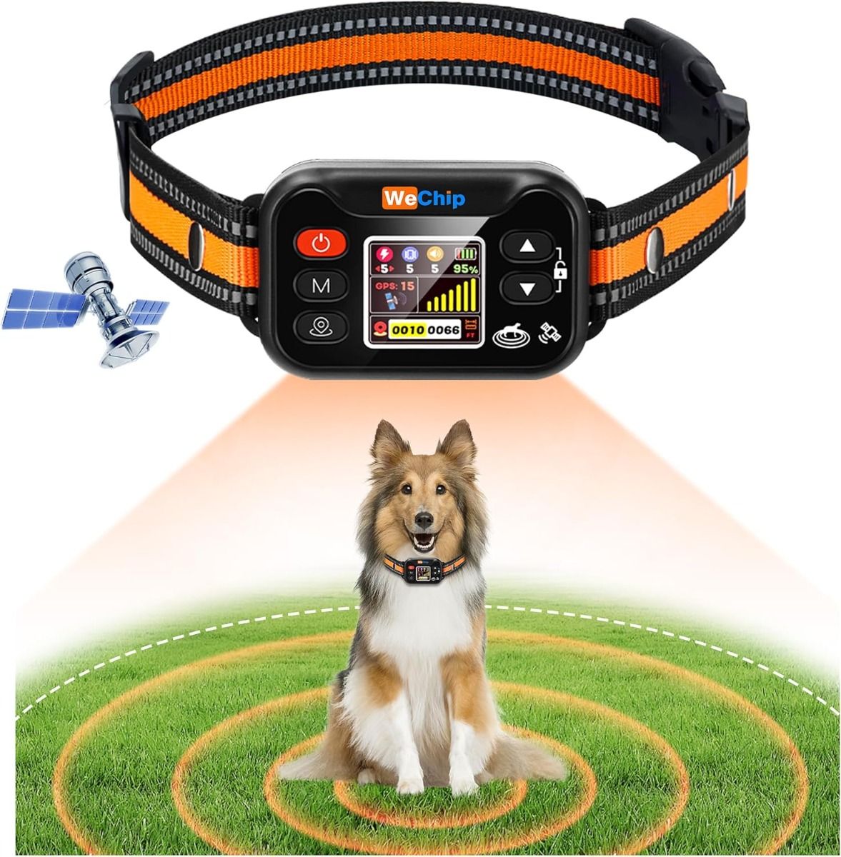 Wireless Dog Fence Collar, GPS Pet Containment System, Rechargeable Dog Bark Collar , Waterproof Anti Barking Trainer, for Dogs 15-120 lbs