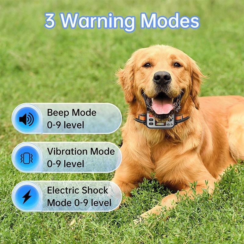 Wireless Dog Fence Collar, GPS Pet Containment System, Rechargeable Dog Bark Collar , Waterproof Anti Barking Trainer, for Dogs 15-120 lbs