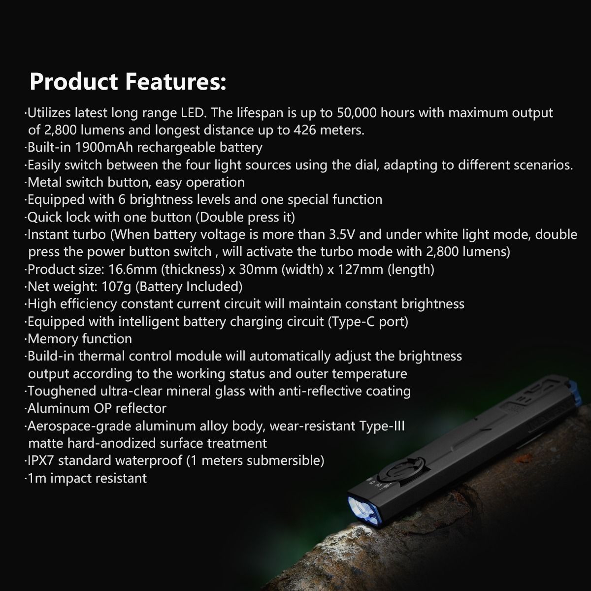 IMALENT GR35 2800 Lumens LED EDC Flashlight(Green)