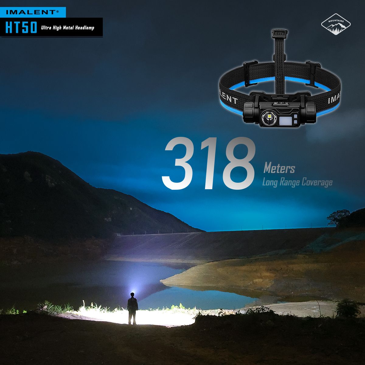 IMALENT HT50 LED Adventure Headlamp Dual Light Sources Rechargeable Lightweight Design High Lumen Output