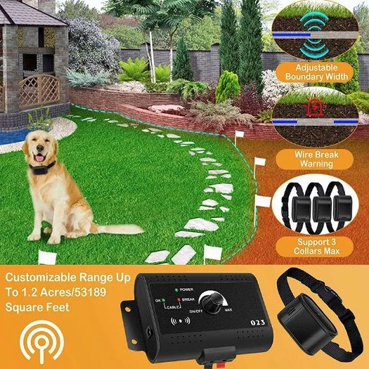 Electric Pet Fence Invisible Wireless Dog Fence System with Magnetic Field Induction Customizable Roaming Area