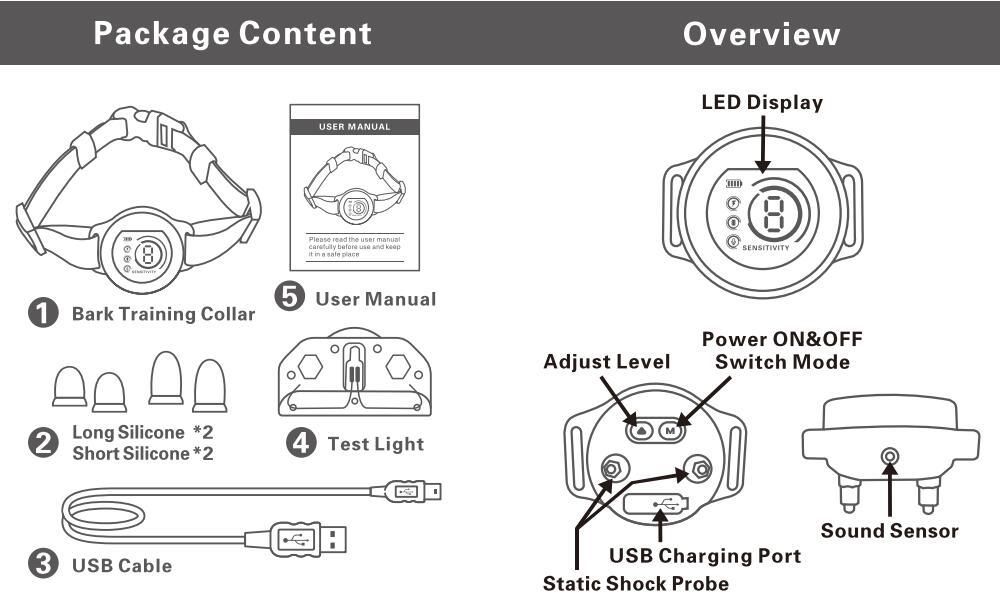 Color Screen Stopper Trainer with Bark Detection Algorithm Humane Dog Training Device for Effective Results