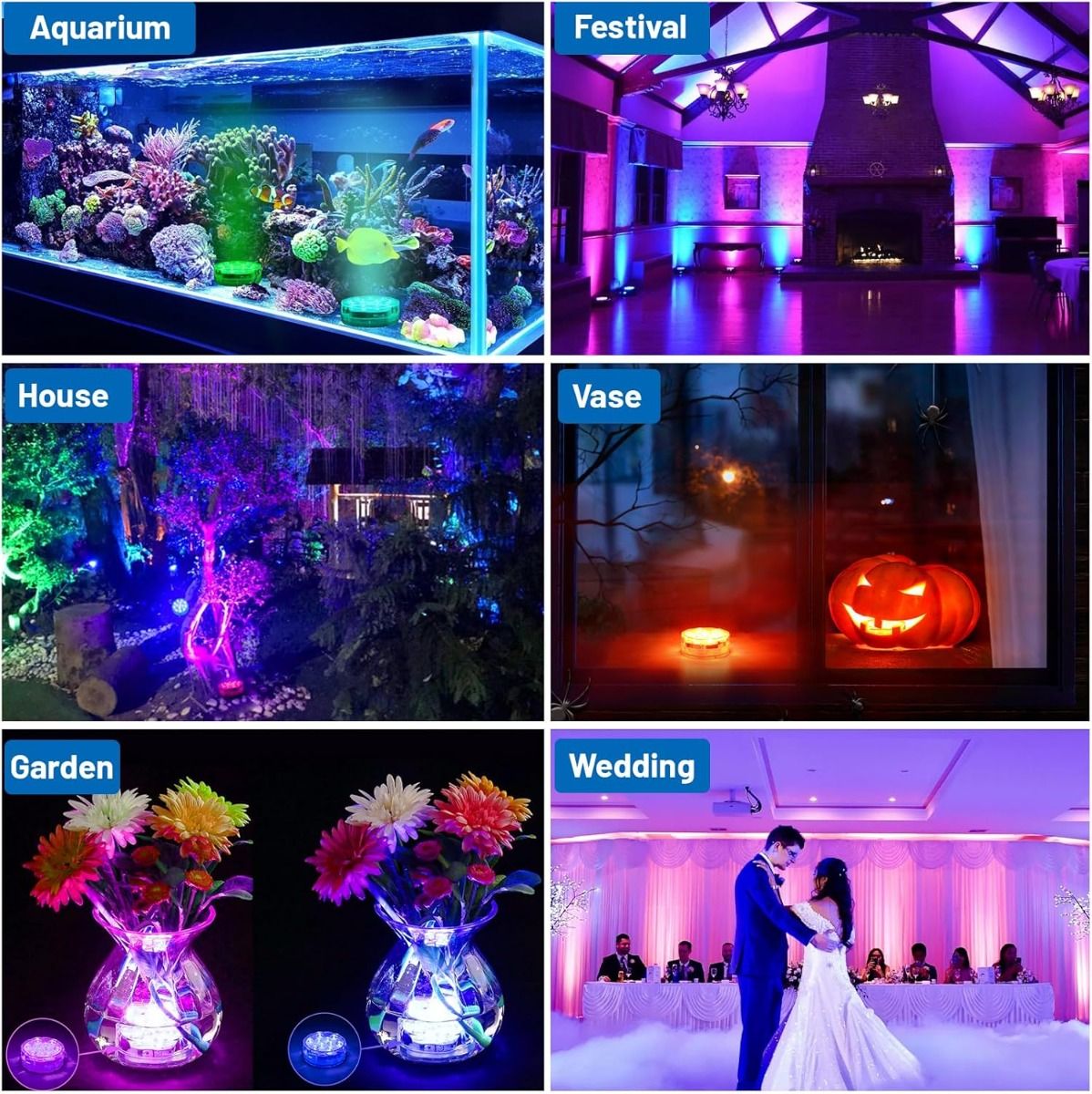 Hot Tub Lights - 2-Pack Powered LED Pool Lights with Remote Control and Suction Cup for Ponds, Decoration, Parties, Spas, Aquariums
