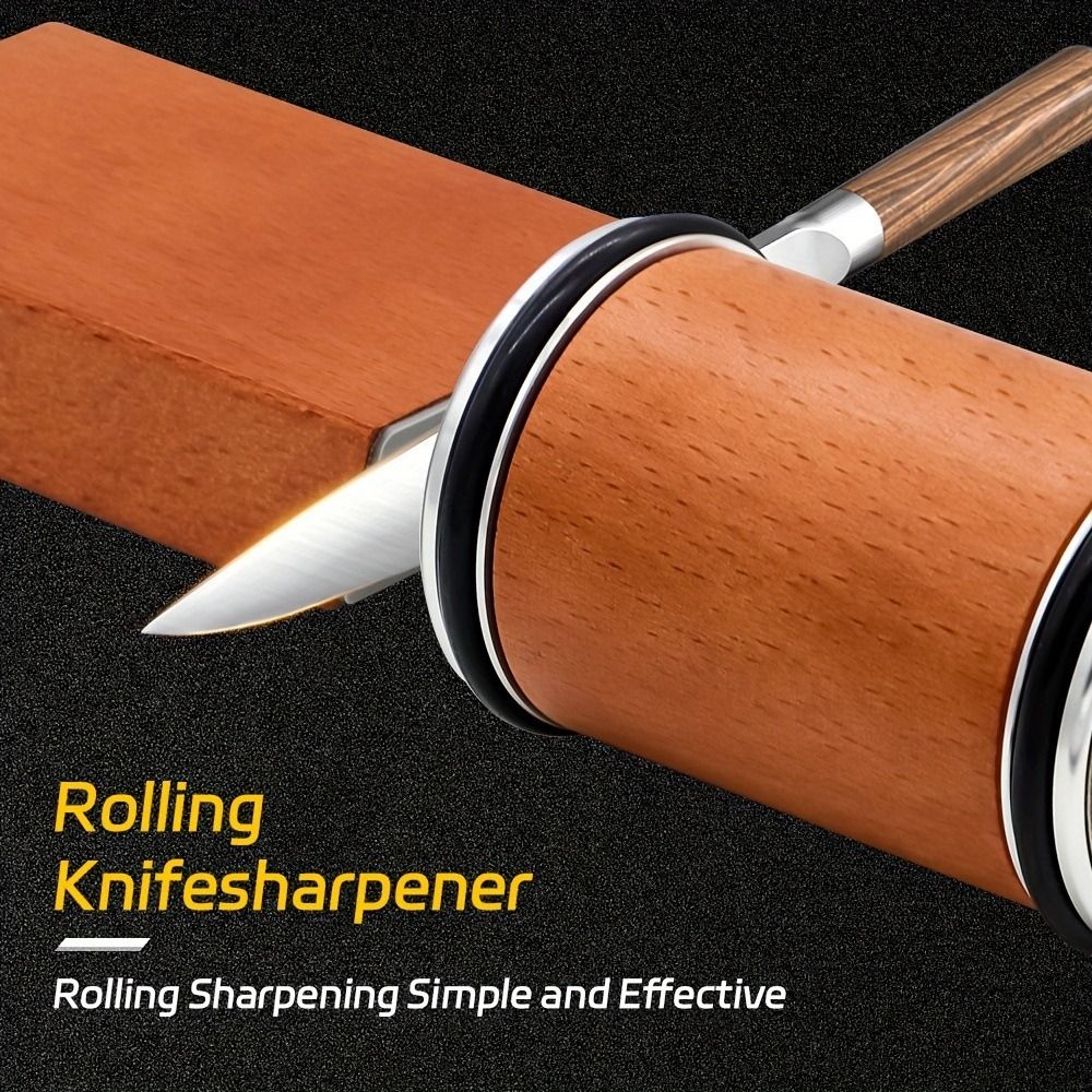 Knife Sharpener Tool, Rolling Knife Sharpener Kit, Knife Sharpening with Diamonds and Ceramic for Steel of Any Hardness, Kitchen knife Sharpener with 15 & 20 Degree Magnetic Angle