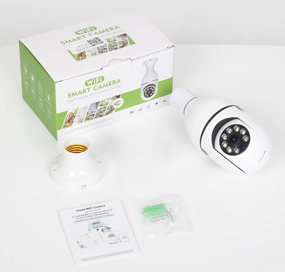 5G Wifi E27 Bulb Surveillance Camera Smart Home Night Vision Dual Band Connectivity Motion Detection