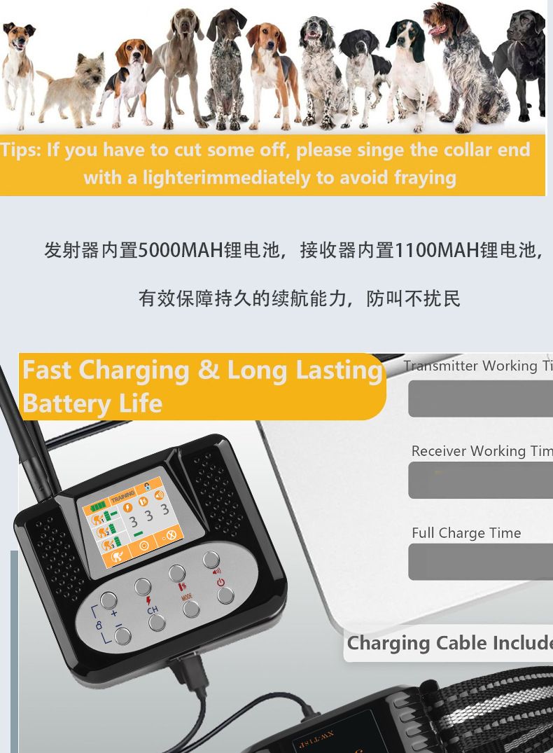 3 in 1 Wireless Electronic Dog Fence with Adjustable Perimeter Advanced Radar Tech Barking Control System