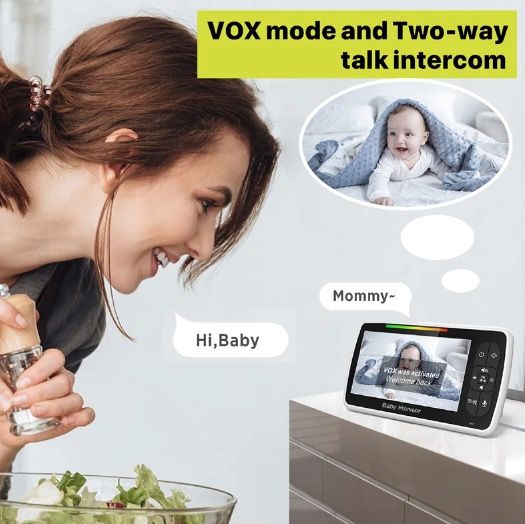 5 Inch Baby Monitor SM650 HD 720P Video Long-Lasting Battery Two-Way Audio Portable Infant Surveillance