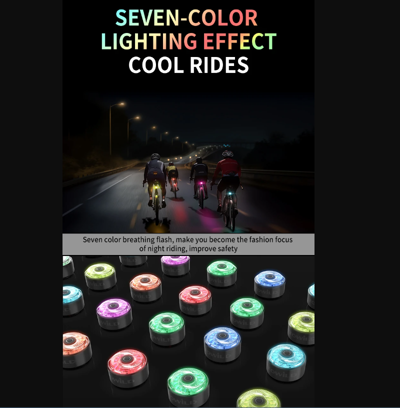 TOWILD TL03Pro LED Bicycle Rear Light Smart Brake Sensor Seven-Color Flash Durable Bike Accessory
