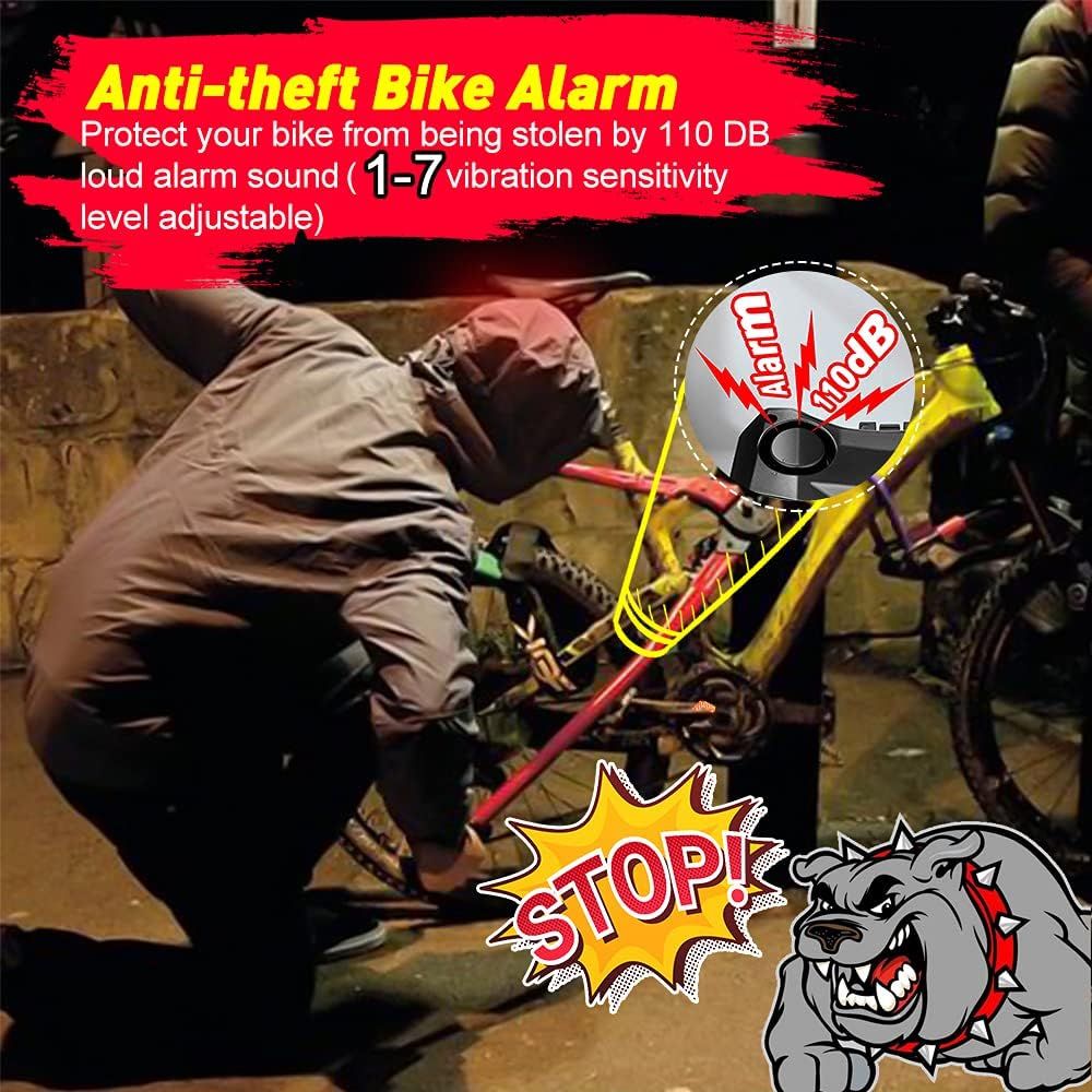 Smart Bike Tail Light with Turn Signals, Rechargeable Bicycle Horn Bike Alarm with Remote, Auto-Sensing Bike Turn Signals Light Alarm