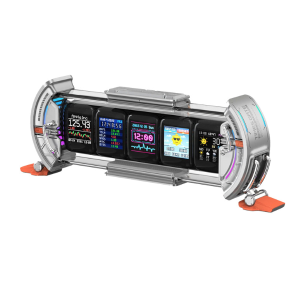 Divoom Times Gate - Cyberpunk Gaming Setup Digital Alarm Clock, Smart APP, WiFi Connect, RGB LED Display, Personalized Financial & Bitcoin Dashboard, Pixel Art for Gaming Room & Office Decor