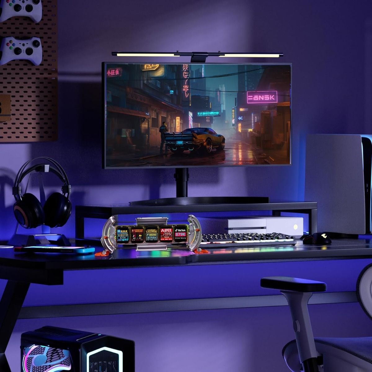 Divoom Times Gate - Cyberpunk Gaming Setup Digital Alarm Clock, Smart APP, WiFi Connect, RGB LED Display, Personalized Financial & Bitcoin Dashboard, Pixel Art for Gaming Room & Office Decor