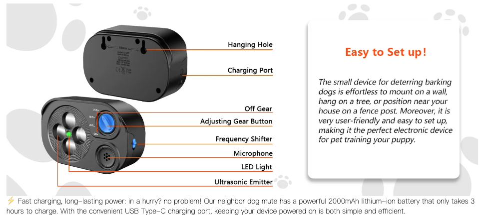 Ultrasonic Barking Stop Device, Dog Driving Device, Noise Prevention Training Device, Automatic Dog Barking Stop Device Ultrasonic Anti Barking Device